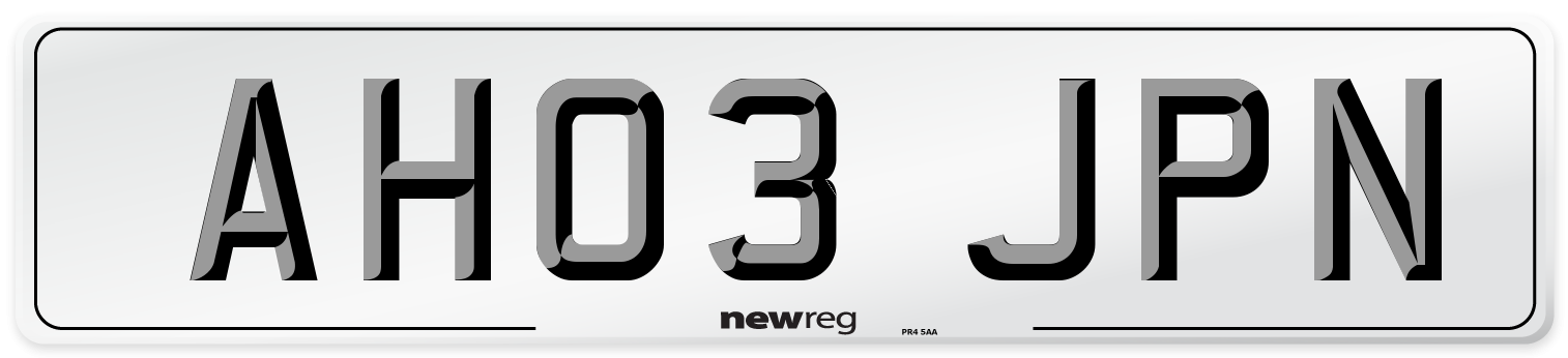 AH03 JPN Number Plate from New Reg